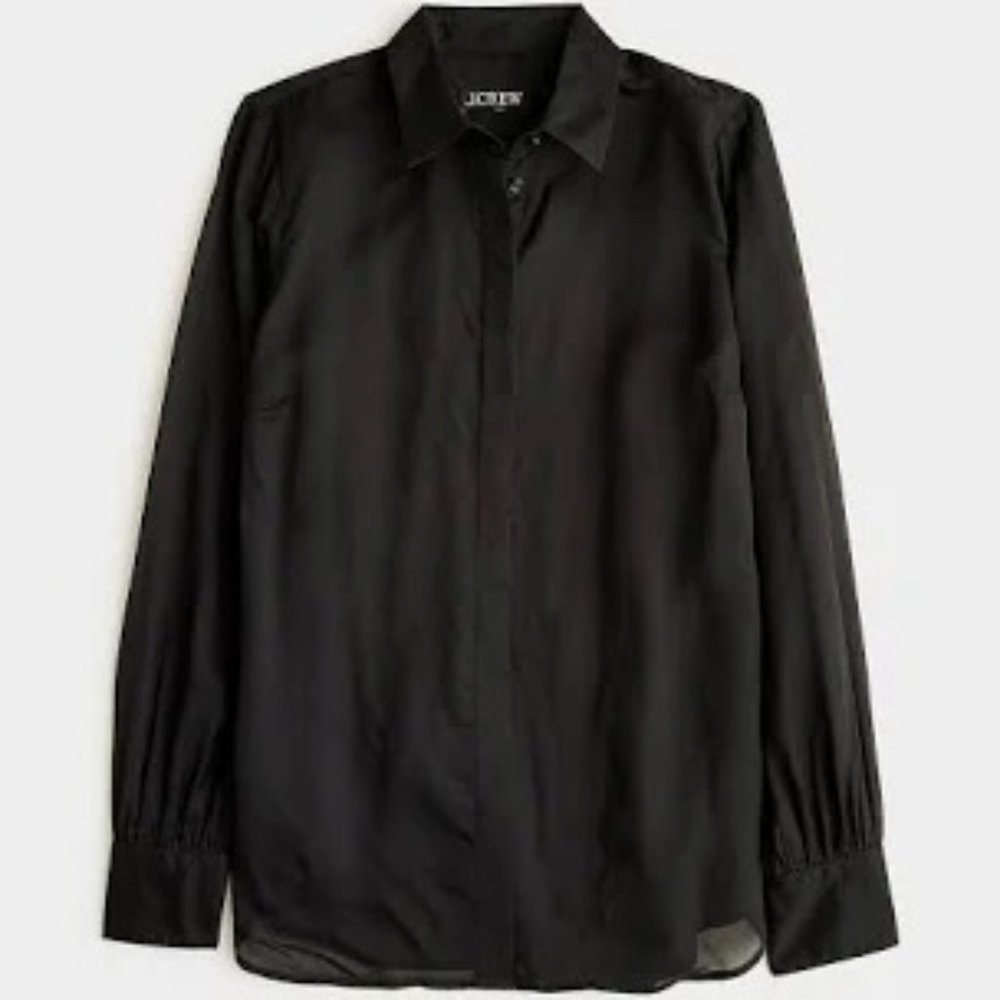 J crew Button up shirt in sheer organza (black)